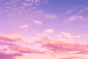 Pink and purple evening sky with clouds Pink and purple clouds in evening sky
